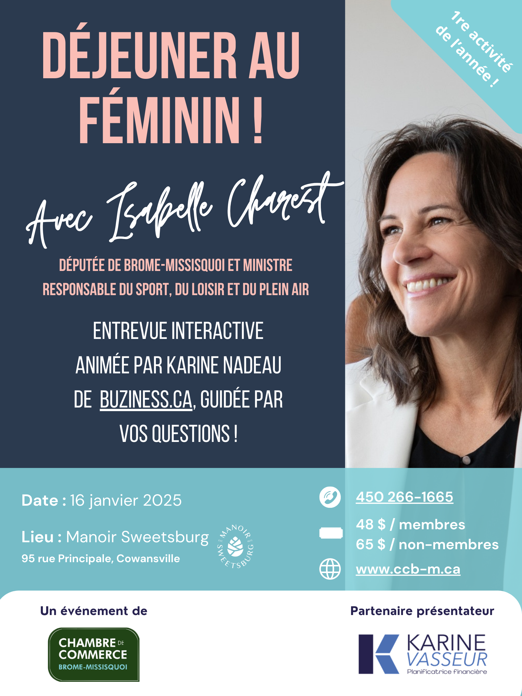 Déjeuner au féminin avec Isabelle Charest - 16 janvier 2025